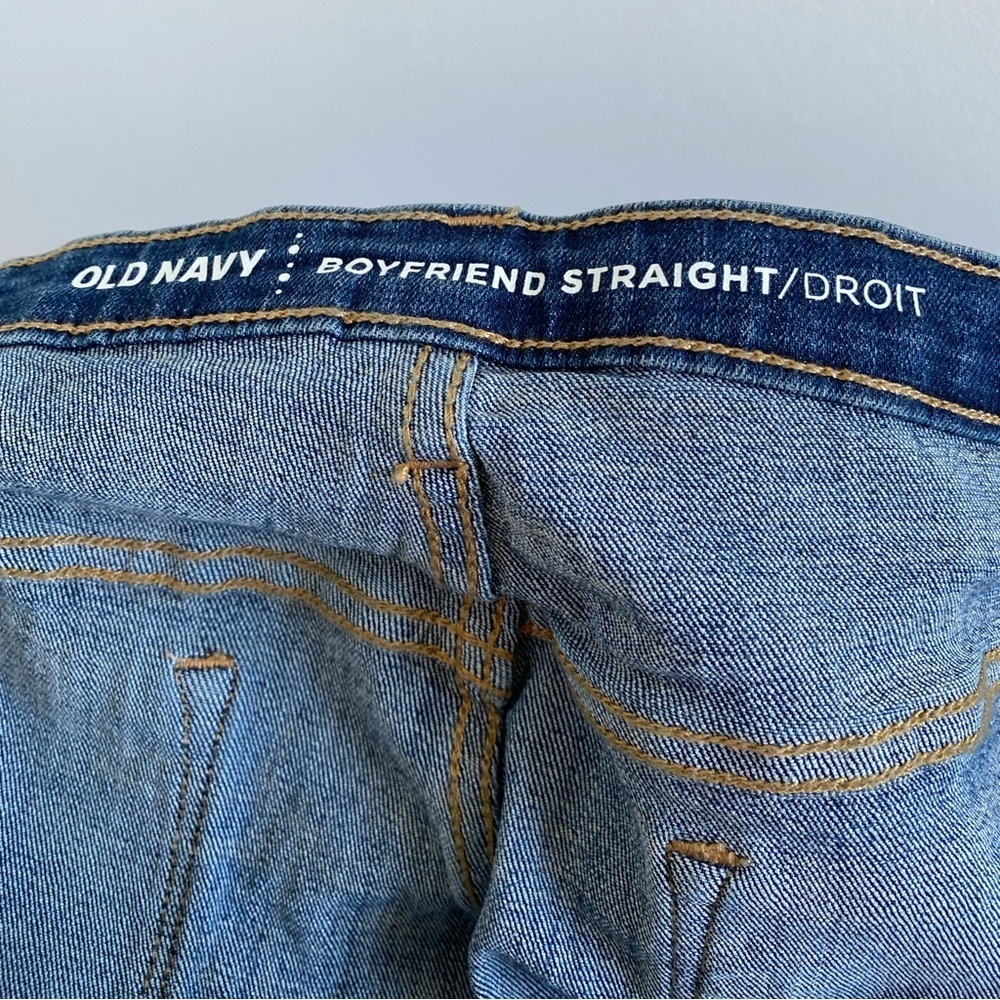 Old Navy Blue Boyfriend Straight Cropped Cuffed Hem Jeans Size 18 NEW - Picture 3 of 10
